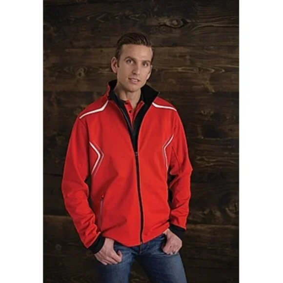 Whiteridge's Reverb Soft Shell Men's Jacket - Red / White - Picture 1 of 2